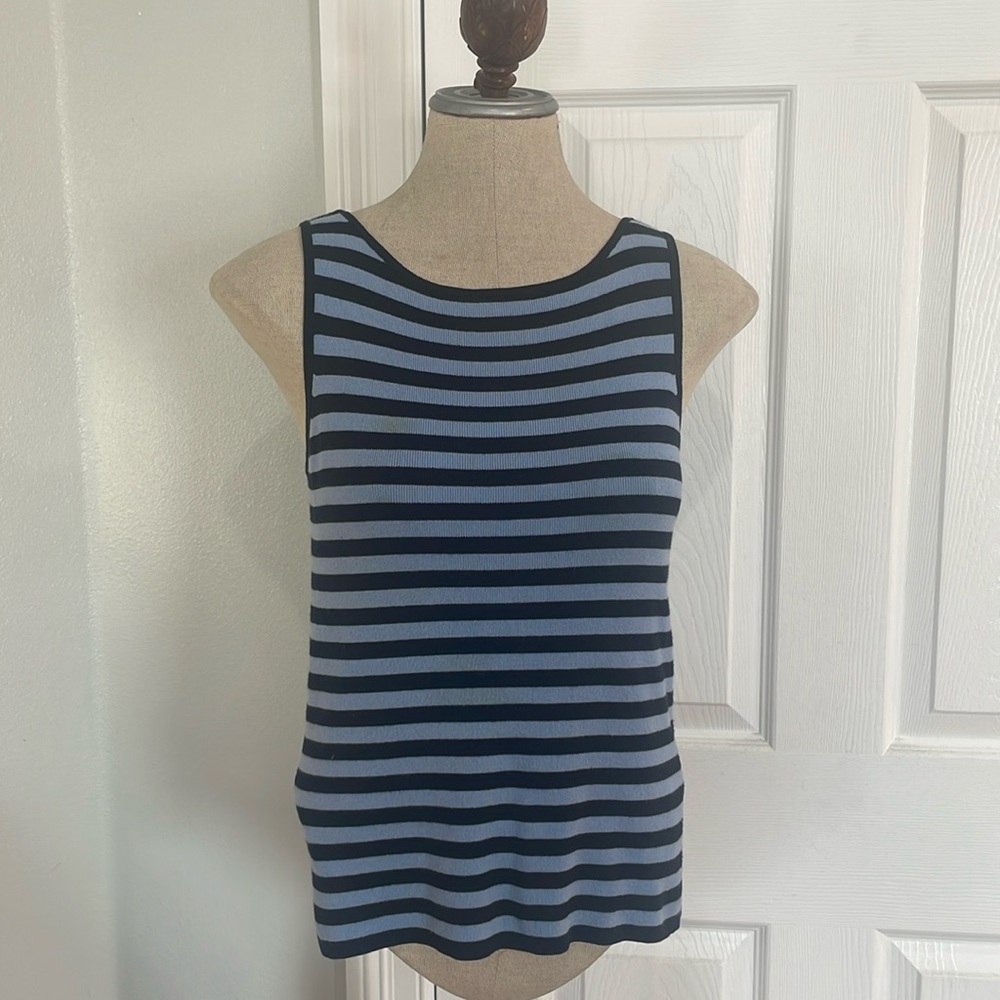 Vintage Ann Taylor striped sleeveless top lightweight knit blue women’s size S